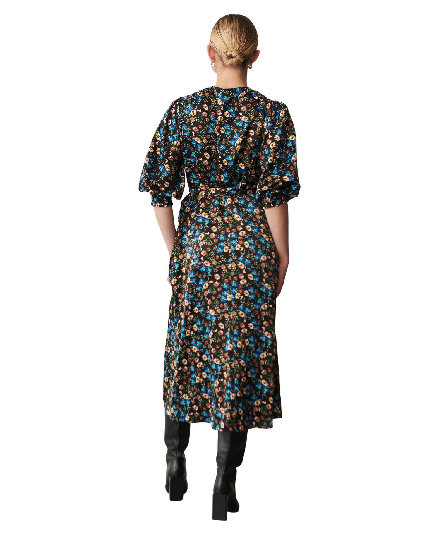 Women's Kiera Floral-Print Midi Short-Sleeve Dress