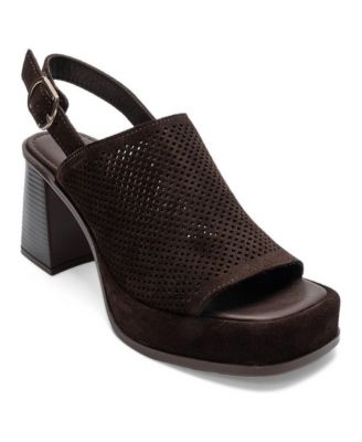 Forever and Always Shoes Women's Penvia Block Heel Leather Platform Sandal