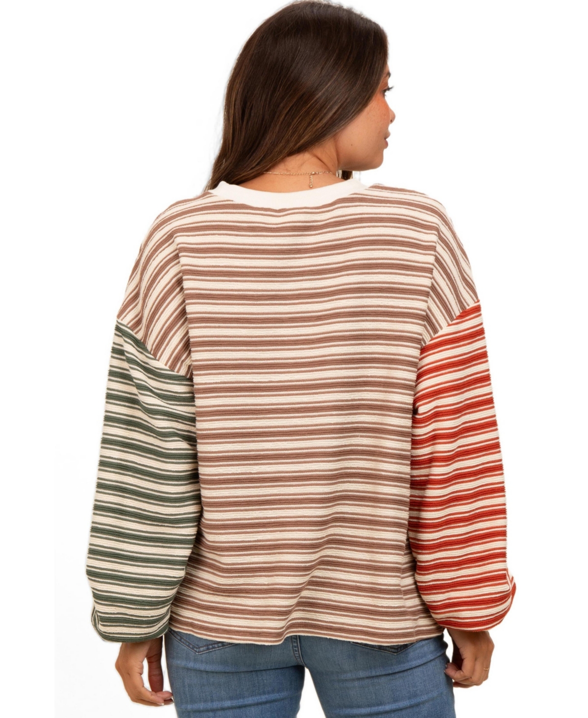 Pinkblush Maternity Striped Bubble-Sleeve Top