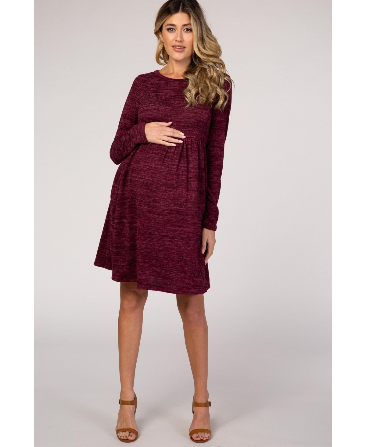 Pinkblush Maternity Long-Sleeve Heathered Knit Dress