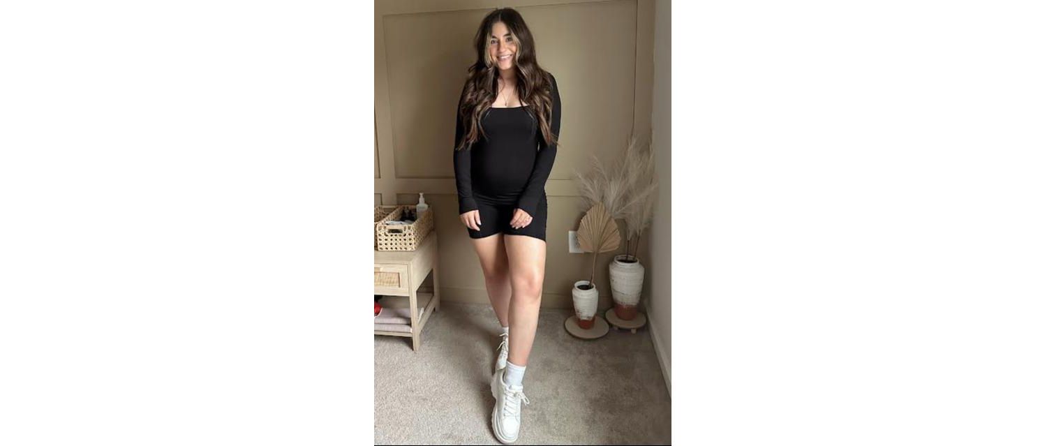 Women's Black Square Neck Long Sleeve Romper