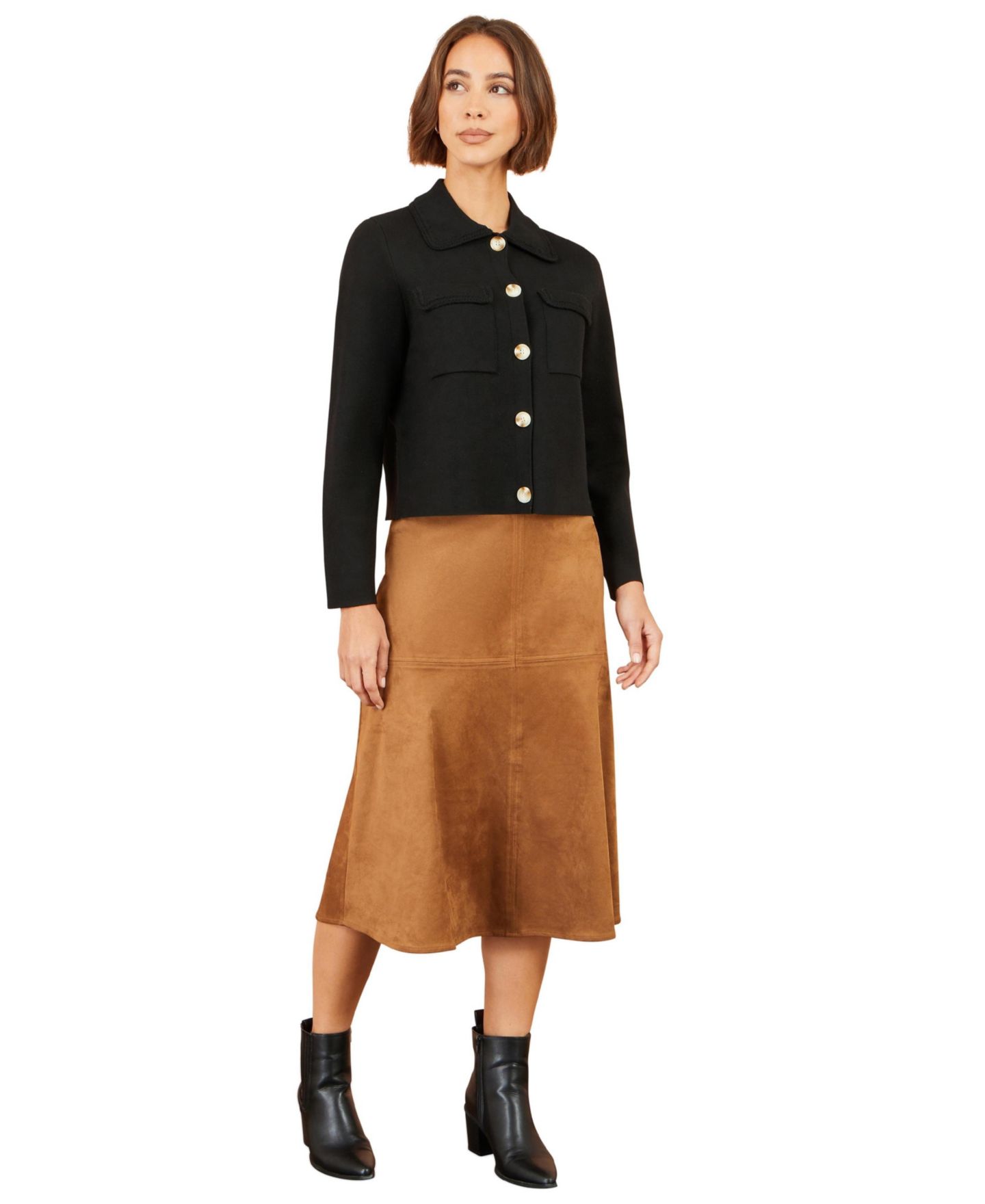 Женская куртка Yumi Knitted Utility Cropped, цвет: Чёрный — фото 2