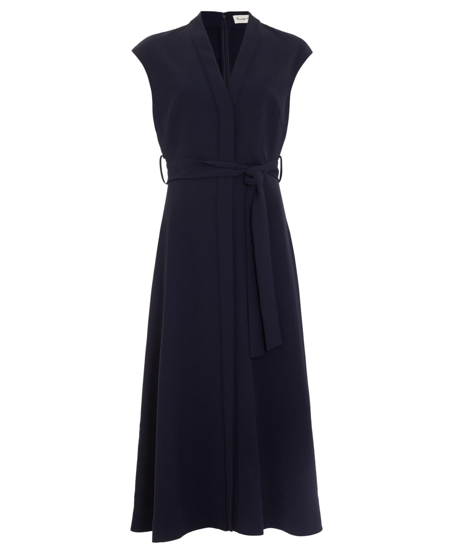 Women's Julie A-Line Belted V-Neck Midi Dress