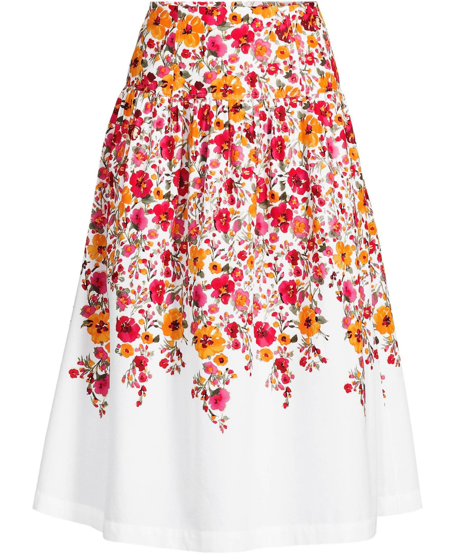 Women's Poplin Drop Waist Midi Skirt - Set Bottom