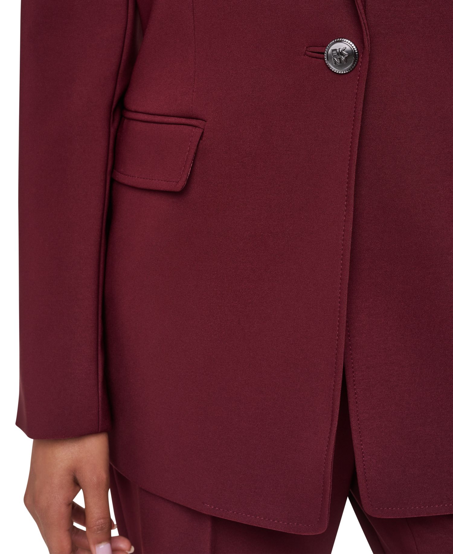 Women's Shoulder-Padded One-Button Notch-Collar Blazer