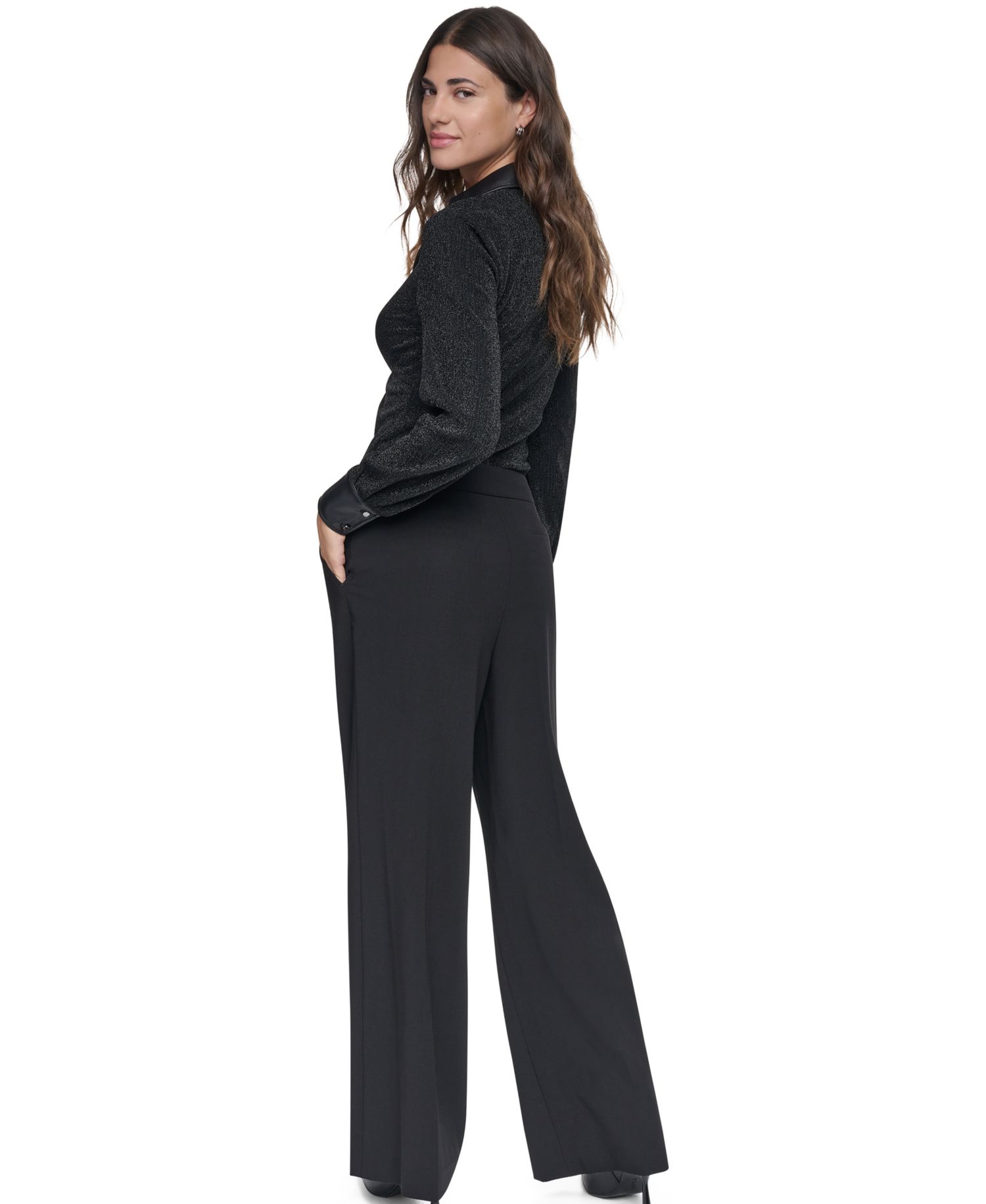 Women's High-Waisted Wide-Leg Belted Pants