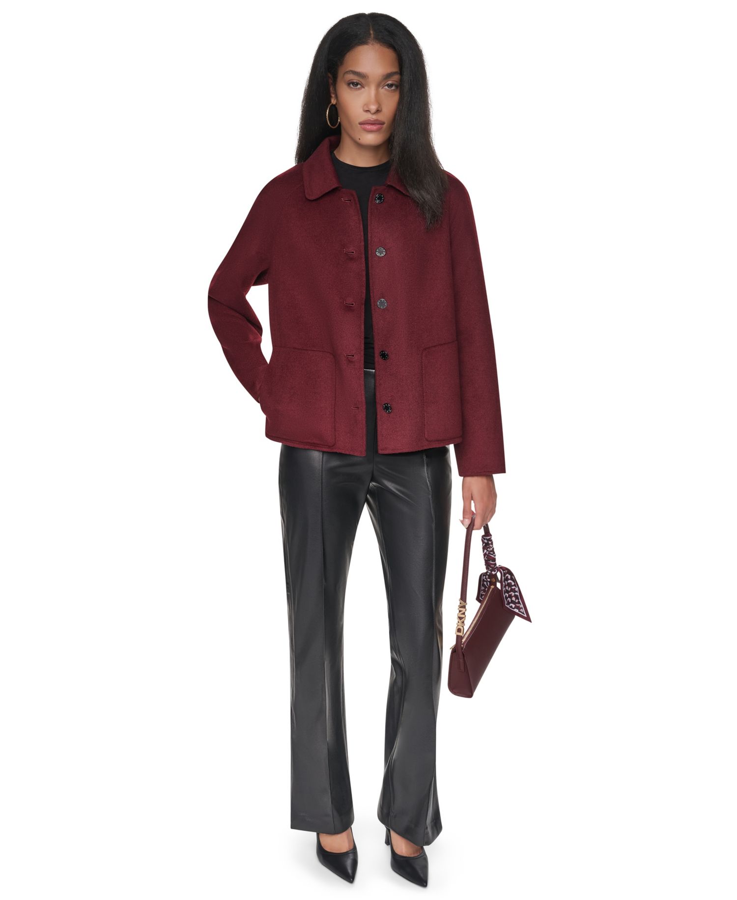 Women's Wool-Blend Button-Front Shirt Jacket
