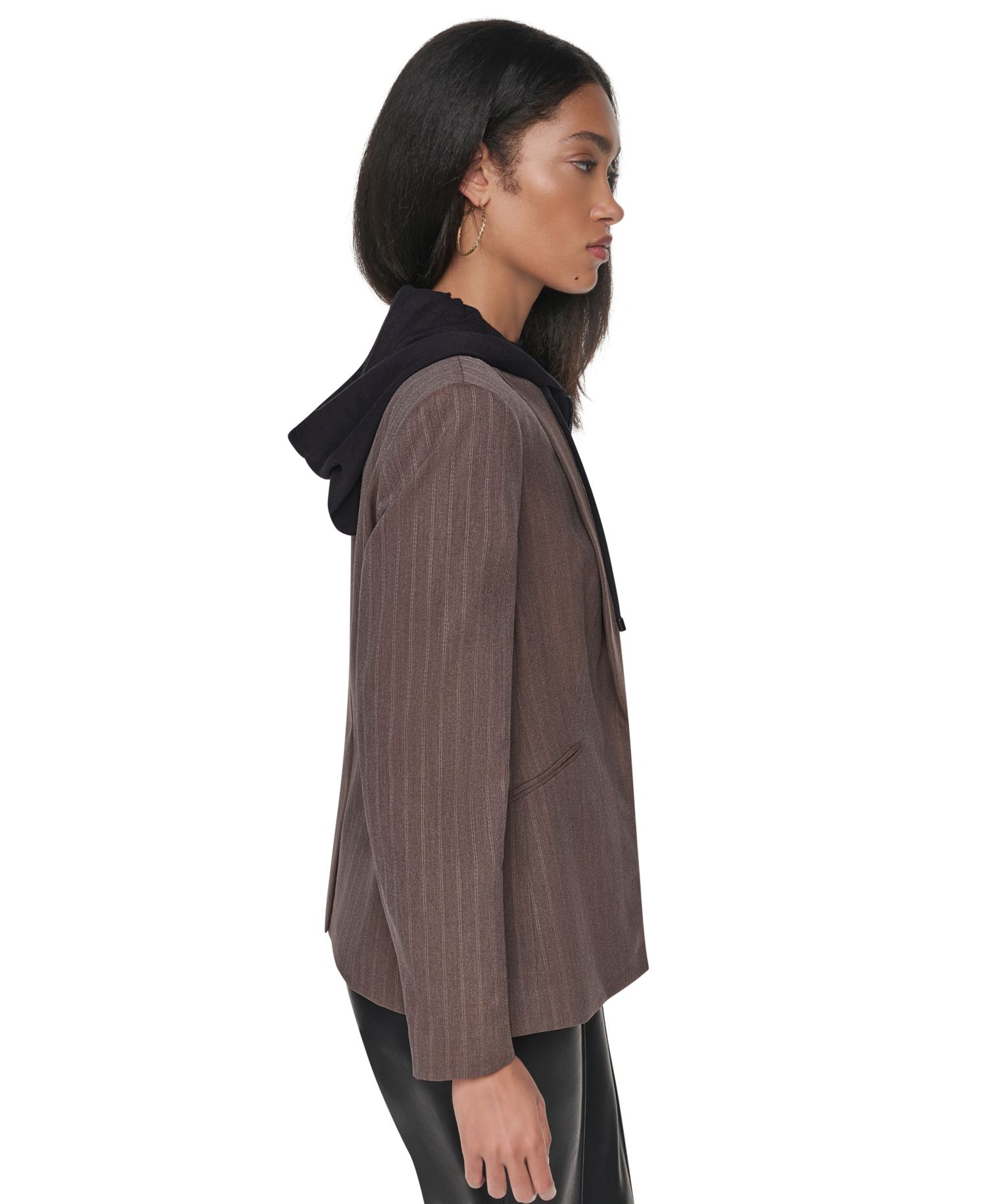 Women's Hooded Collarless Blazer