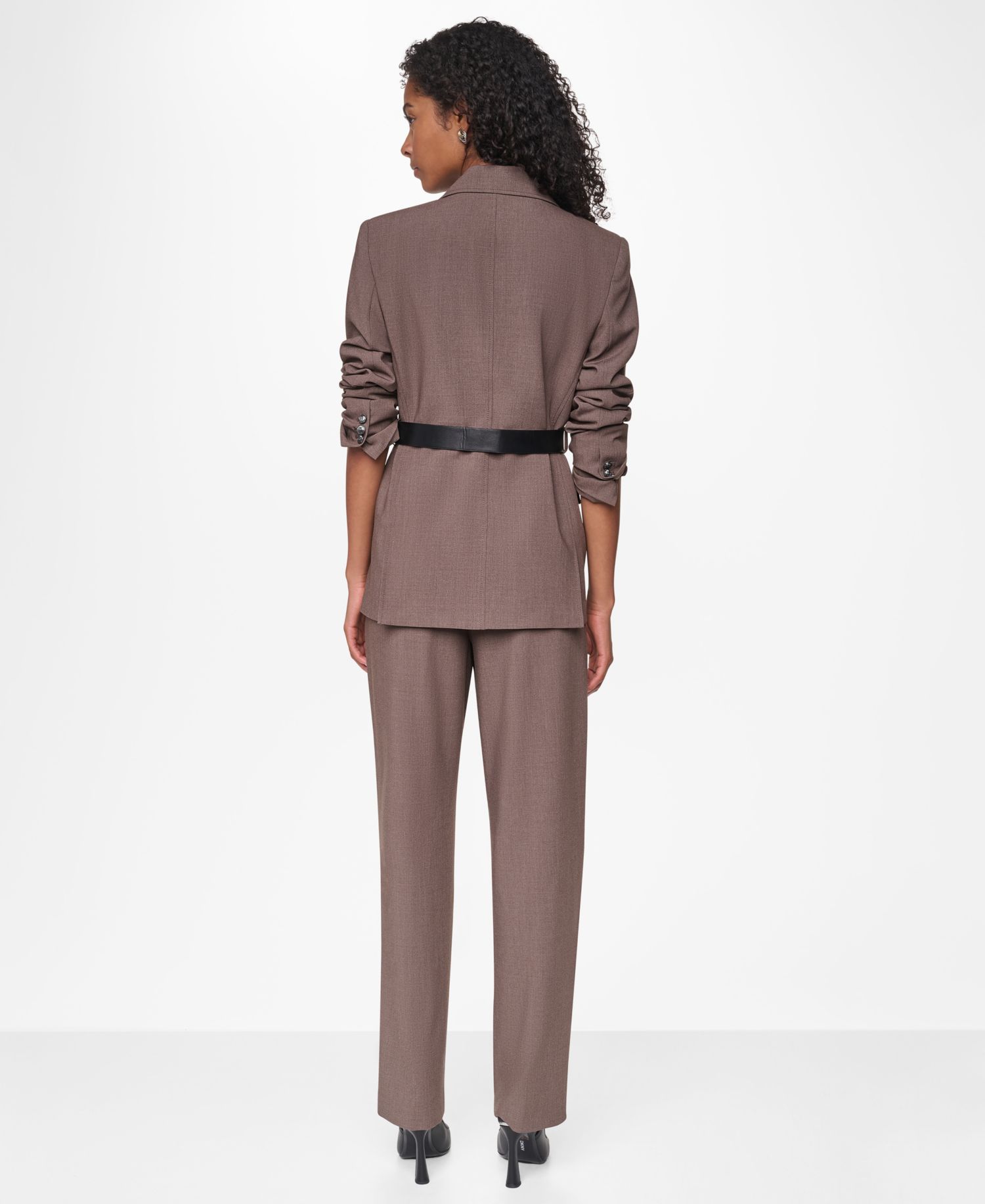 Women's Belted Notch Collar Stretch Blazer