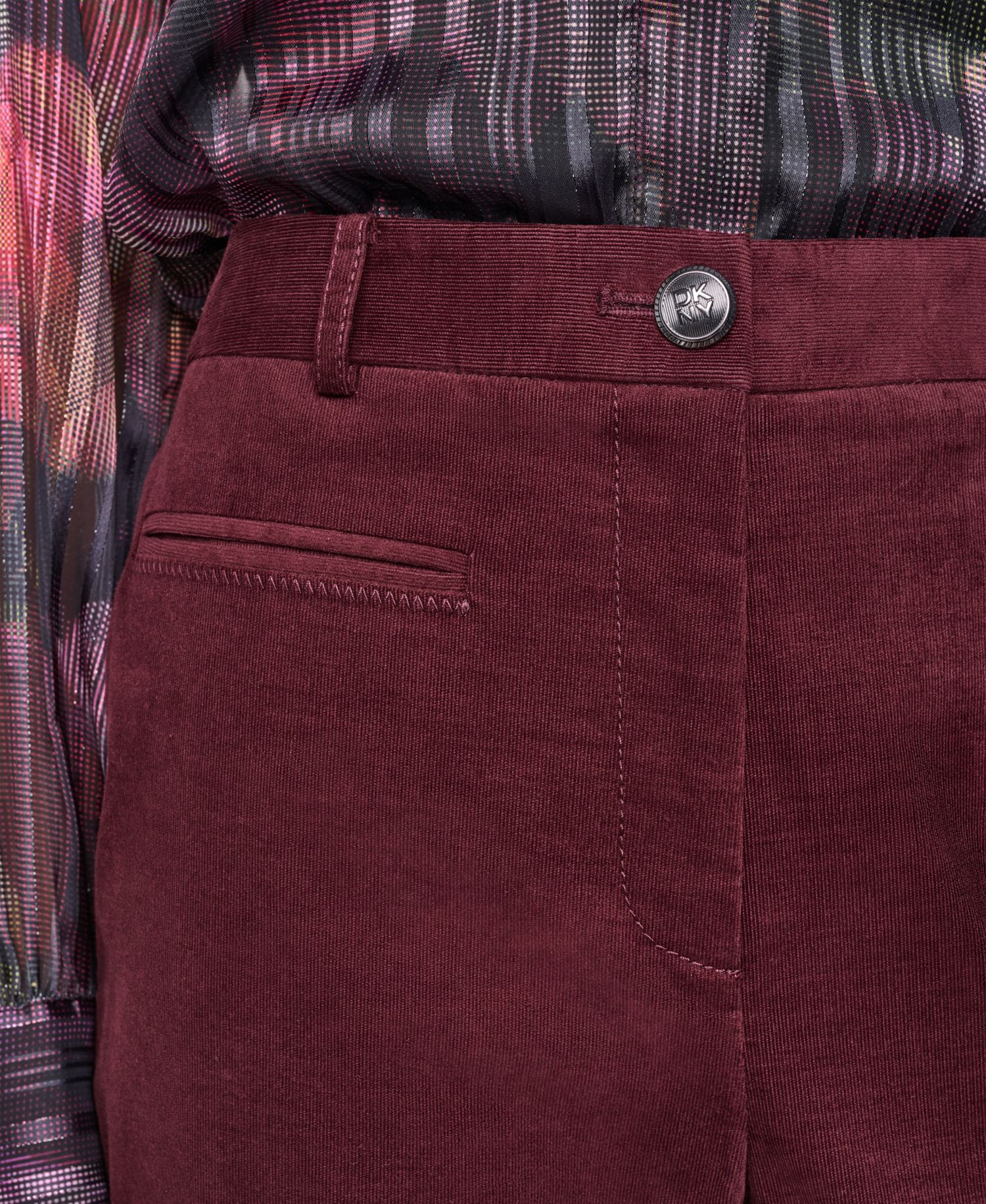 Women's Stretch High-Waisted Straight-Leg Corduroy Pants