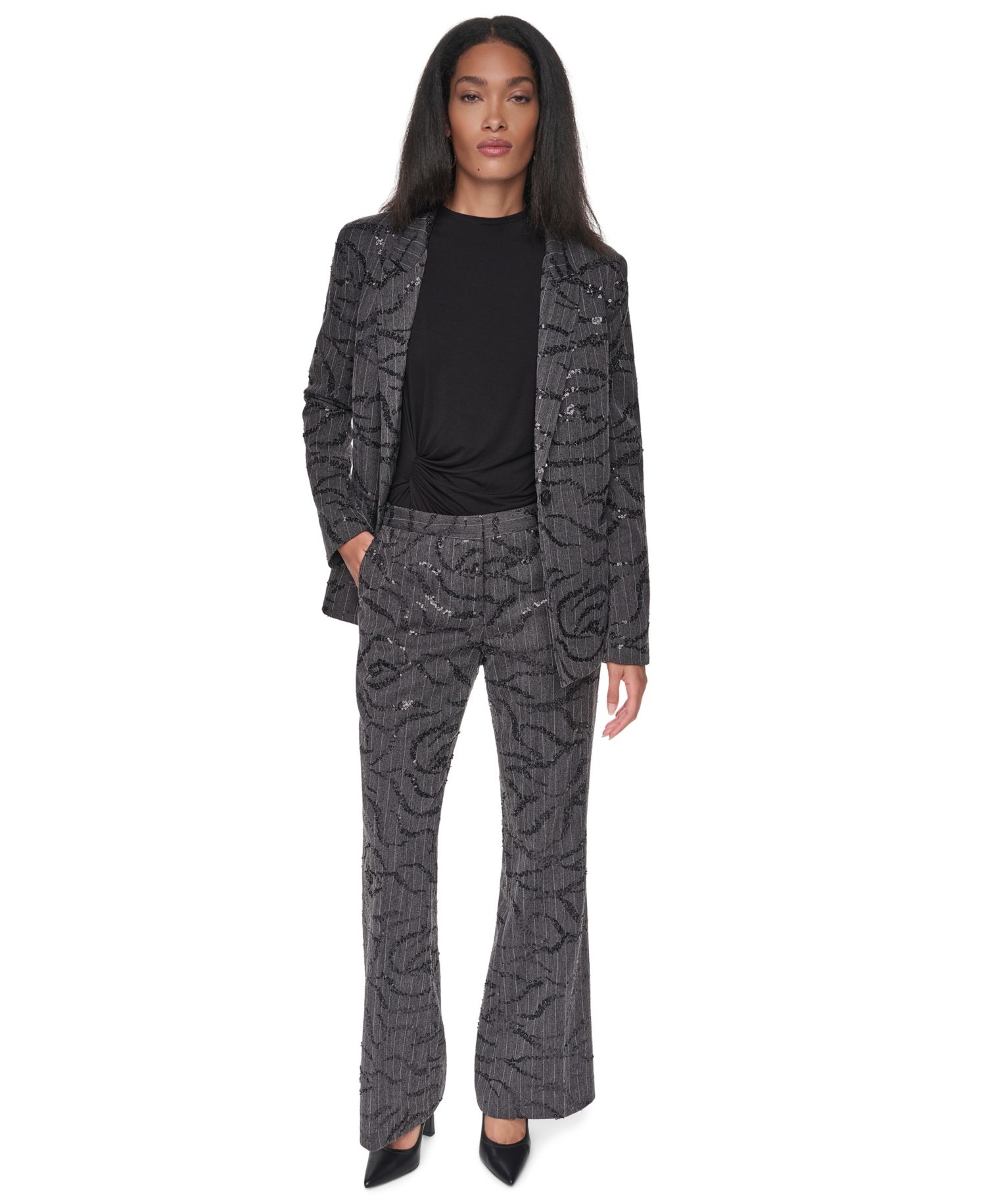 Women's Sequin Herringbone Stretch Blazer