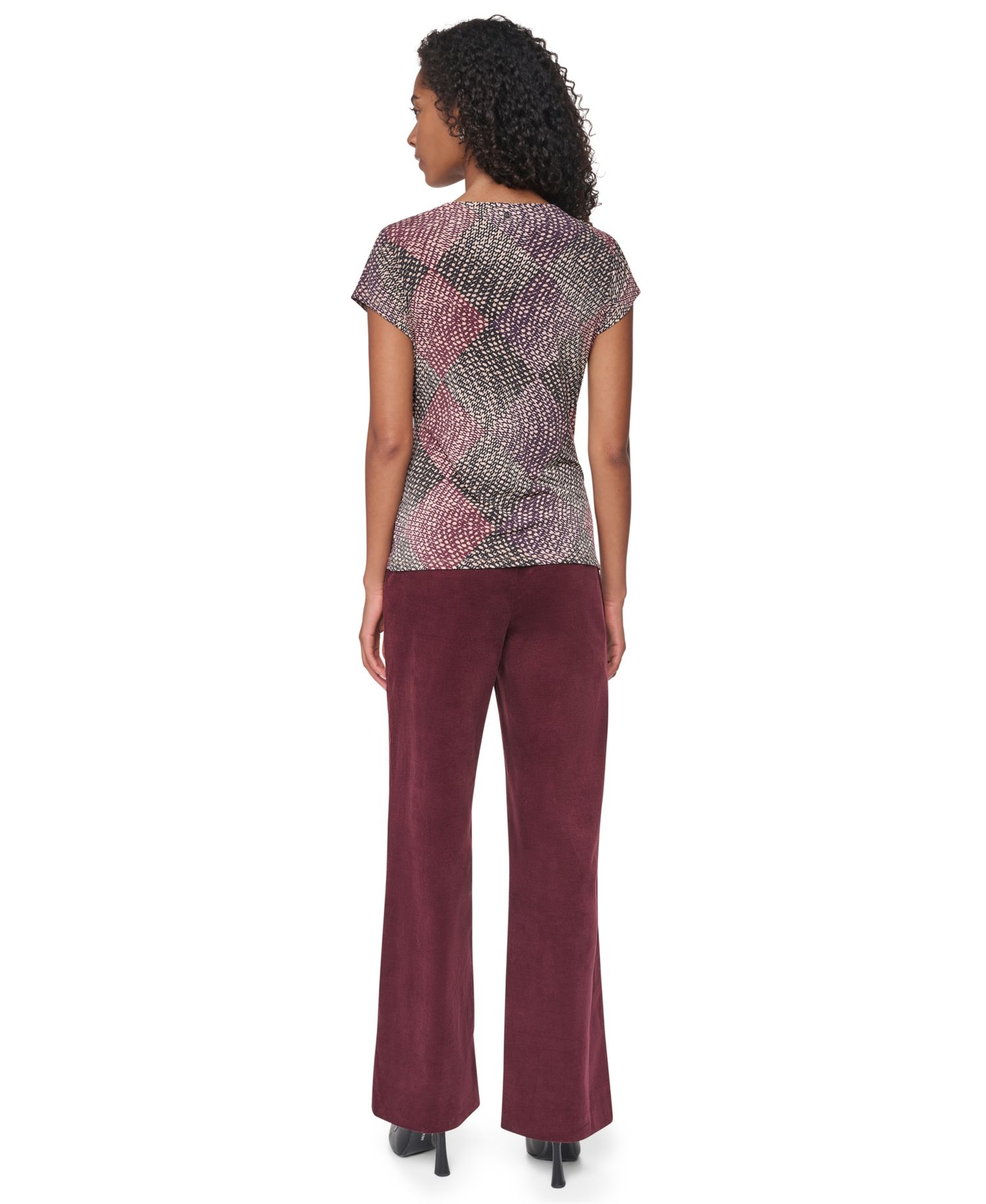 Women's Tie-Front Print Blouse