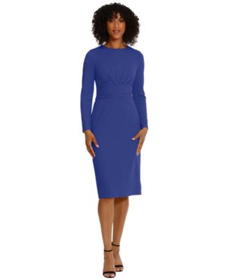 Women's Scuba-Crepe Gathered Midi Dress