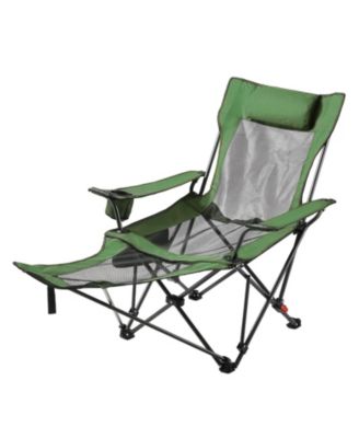 Portable Reclining Camping Chair with Mesh Back, Footrest and Adjustable Backrest