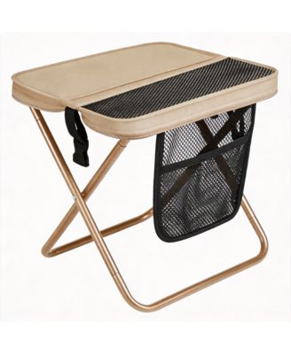 Foldable Stool Portable Seat Storage Pockets Outdoor Camping Fishing