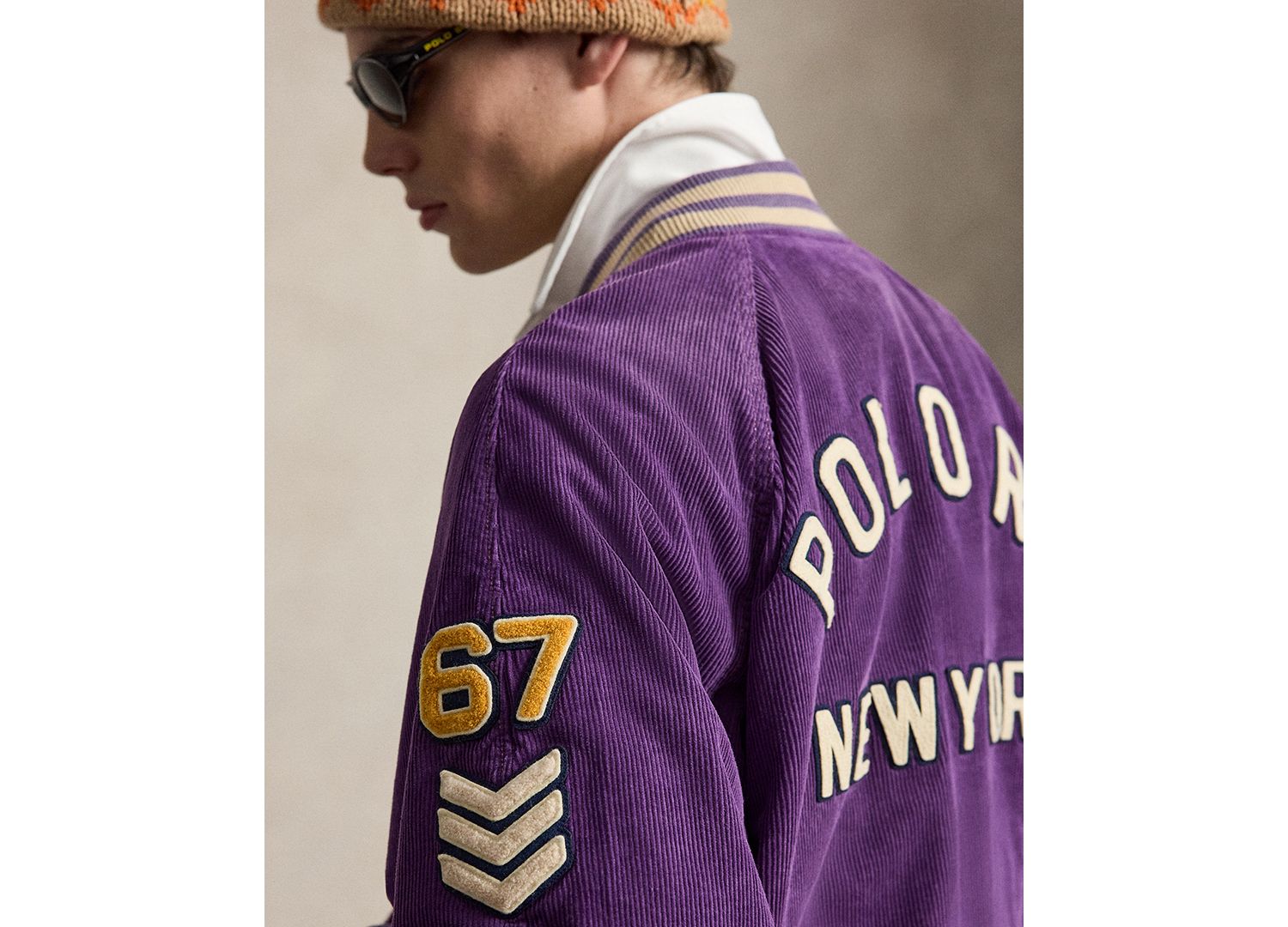 Men's Corduroy Varsity Raglan-Sleeve Jacket