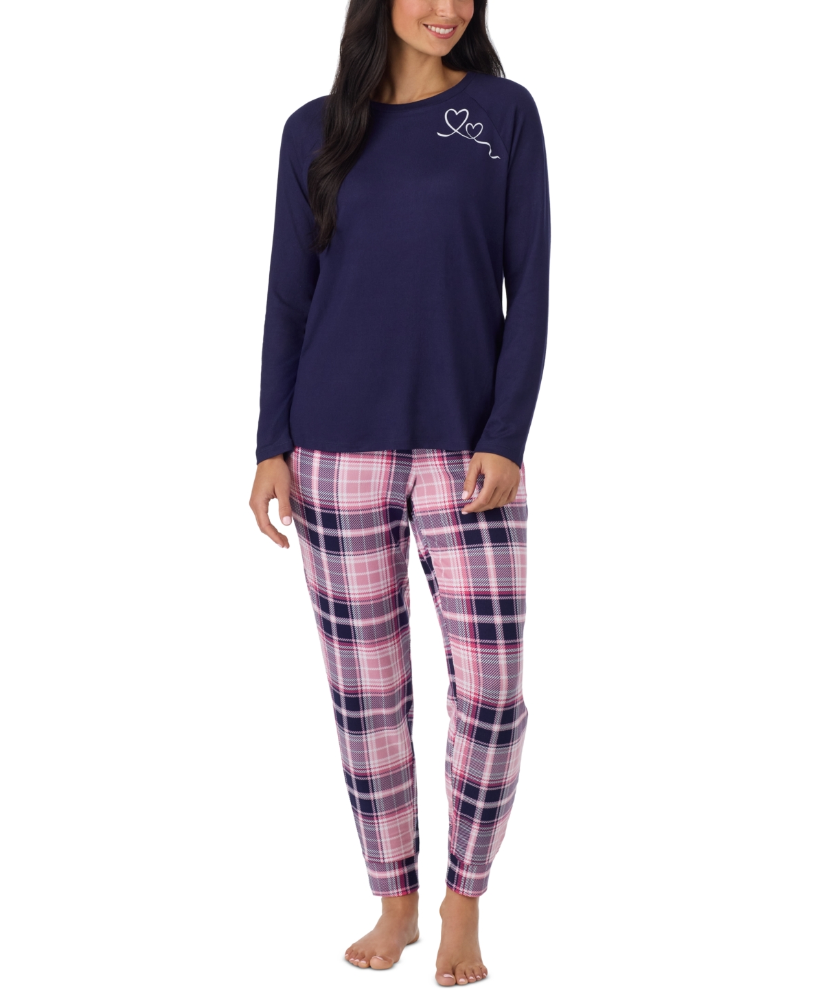 Cuddl Duds Women's Long Sleeve Scoop Neck Sweater Knit Top and Pants, 2-Piece Set - Pink