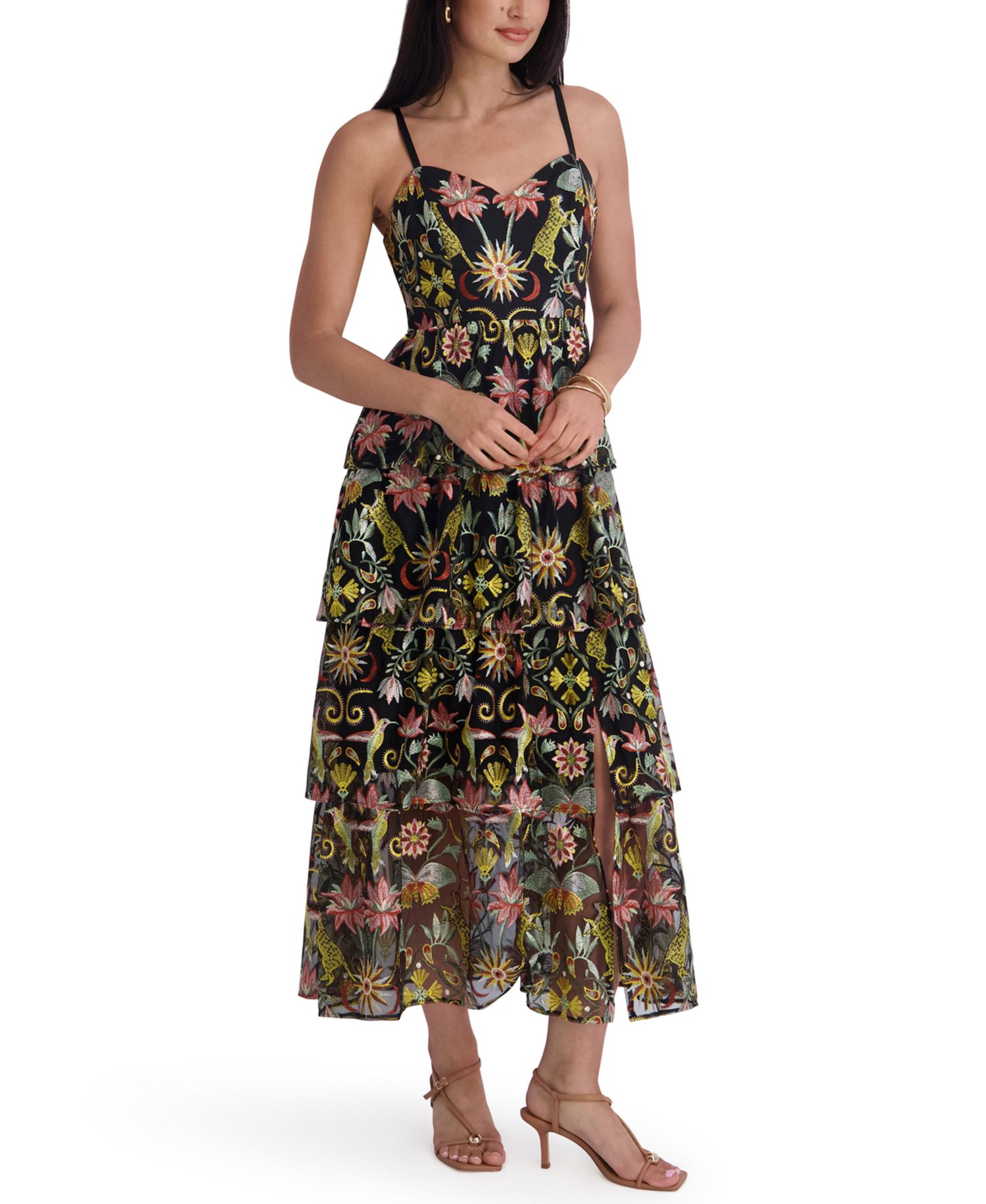 Women's Embroidered Mesh Sleeveless Maxi Dress