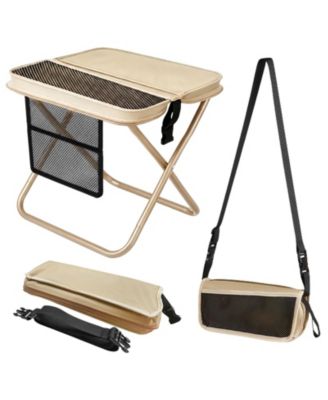 Folding Stool Portable Camping Side Pockets Shoulder Strap Outdoor Hiking Fishing