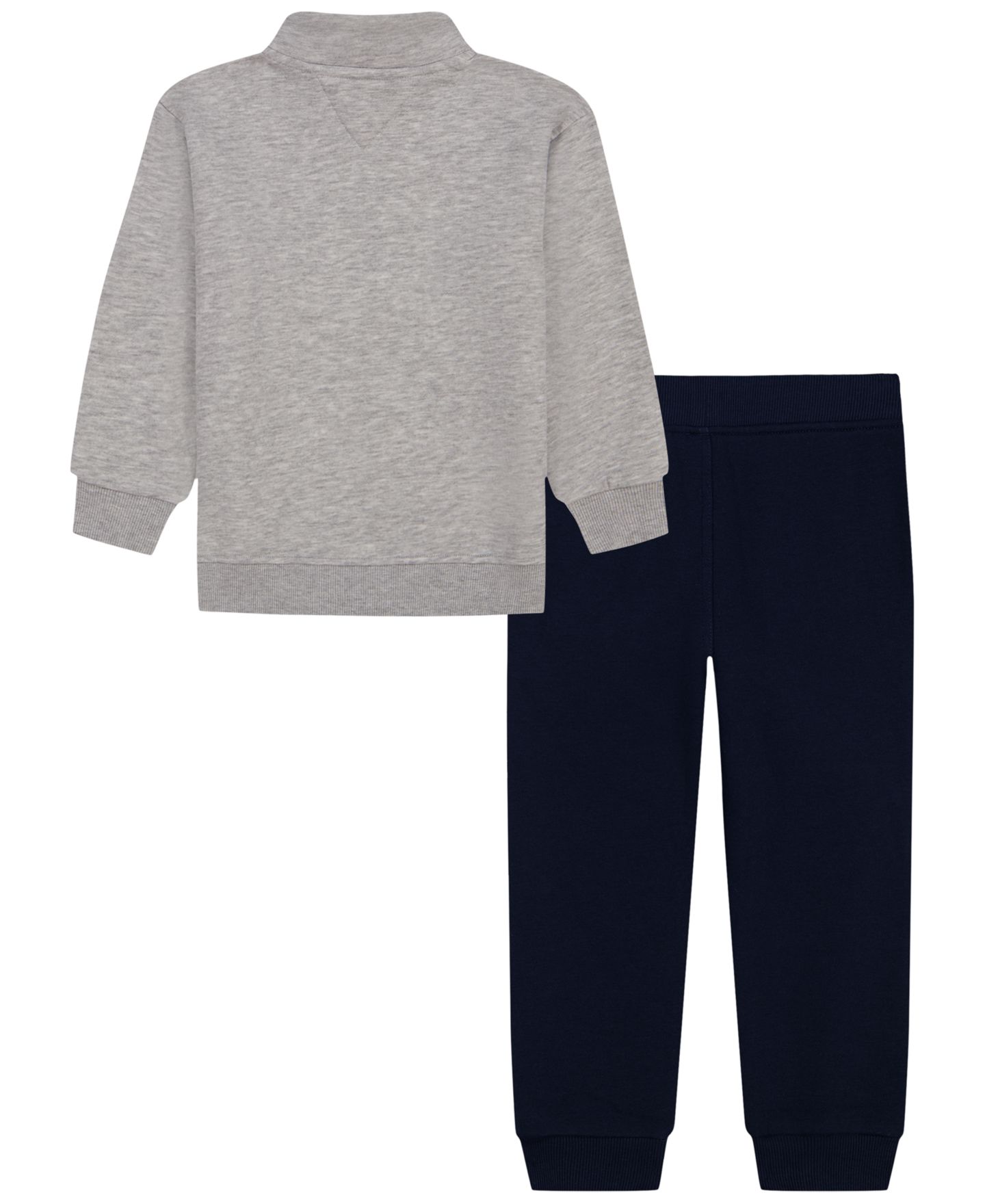 Комплект Tommy Hilfiger Quarter Zip Fleece Top and Pants, 2-Piece Set для мальчиков-малышей, цвет: Серый меланжевый / Тёмно-синий — фото 4