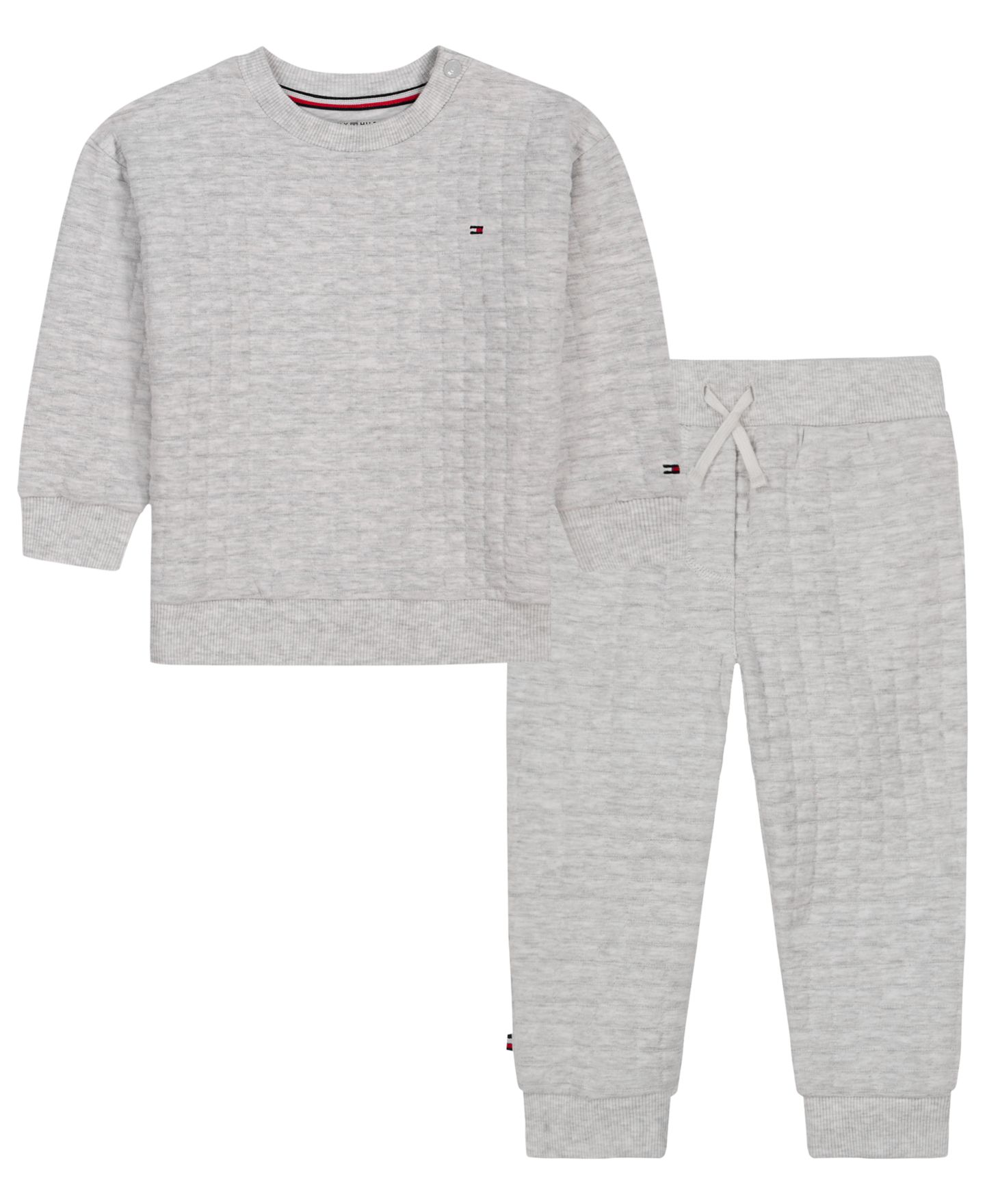 Комплект Tommy Hilfiger Long-Sleeve Crewneck and Joggers, 2-Piece Set для мальчиков-малышей, цвет: Серый — фото 1
