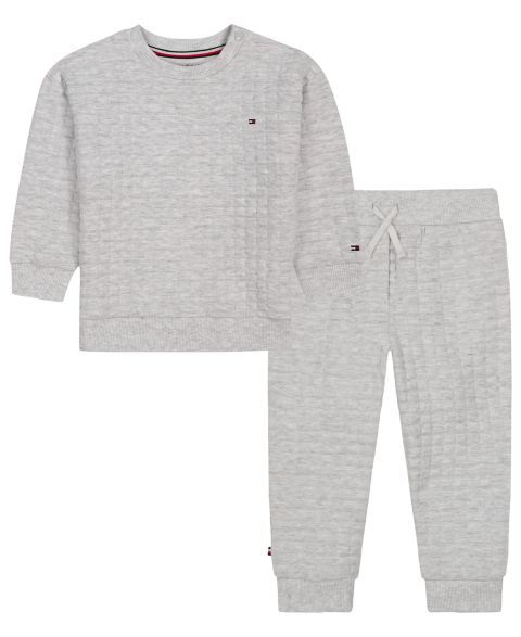 Комплект Tommy Hilfiger Long-Sleeve Crewneck and Joggers, 2-Piece Set для мальчиков-малышей, цвет: Серый