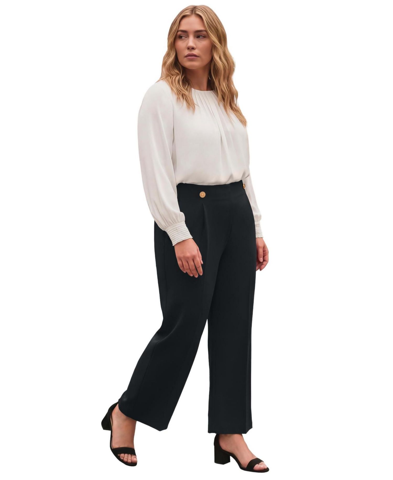 Plus Size Cool Hand Wide-Leg High-Rise Side-Zip Trousers