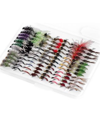 96 Piece Hand Tied Fishing Kit with Storage Box Assorted Dry Wet Streamers Popper