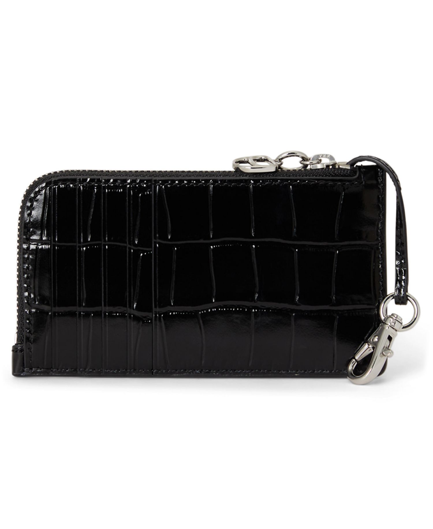 Croc-Embossed L-Zip Card Case Wallet