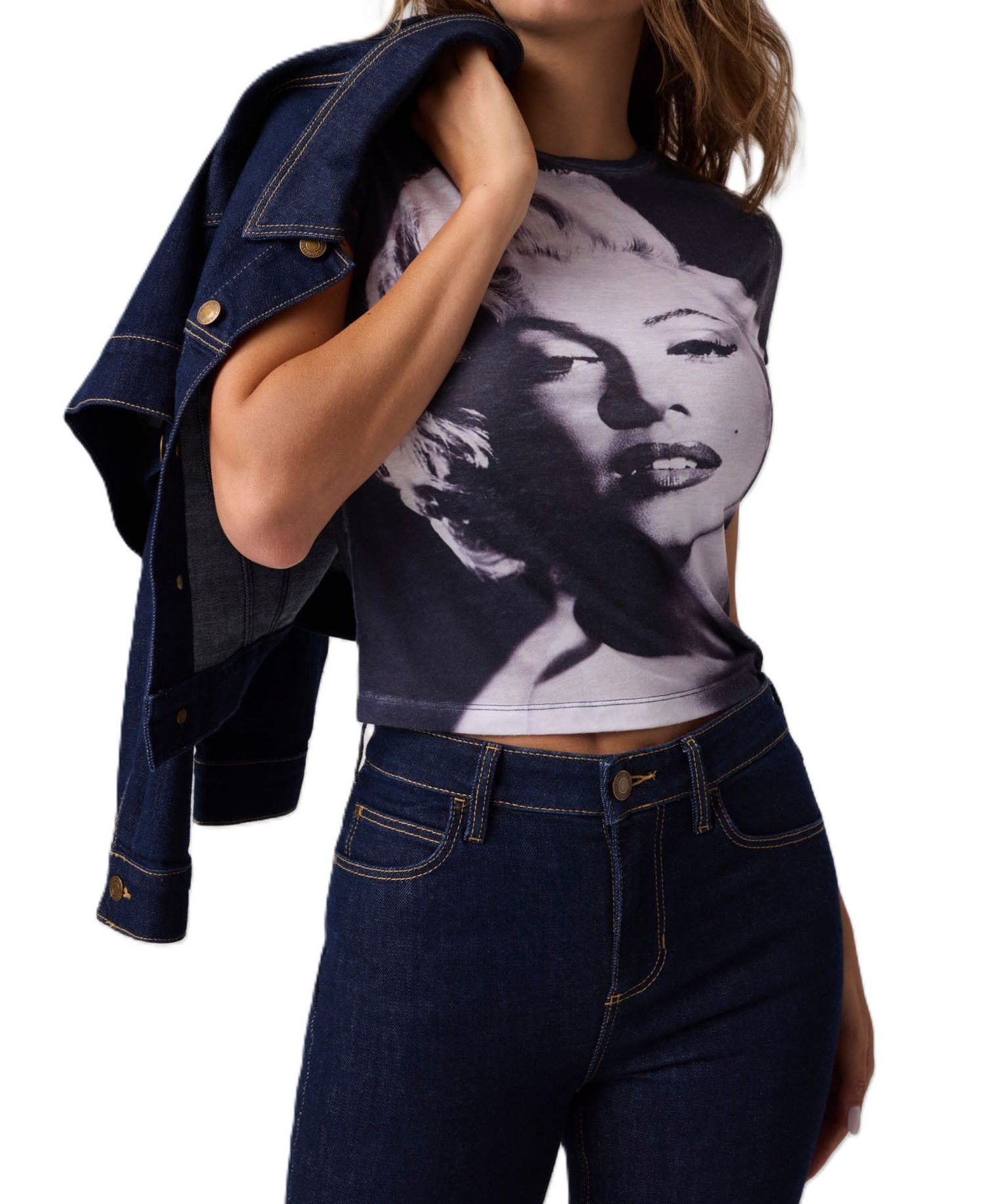 Women's Marilyn Slim Face Graphic Retro T-Shirt