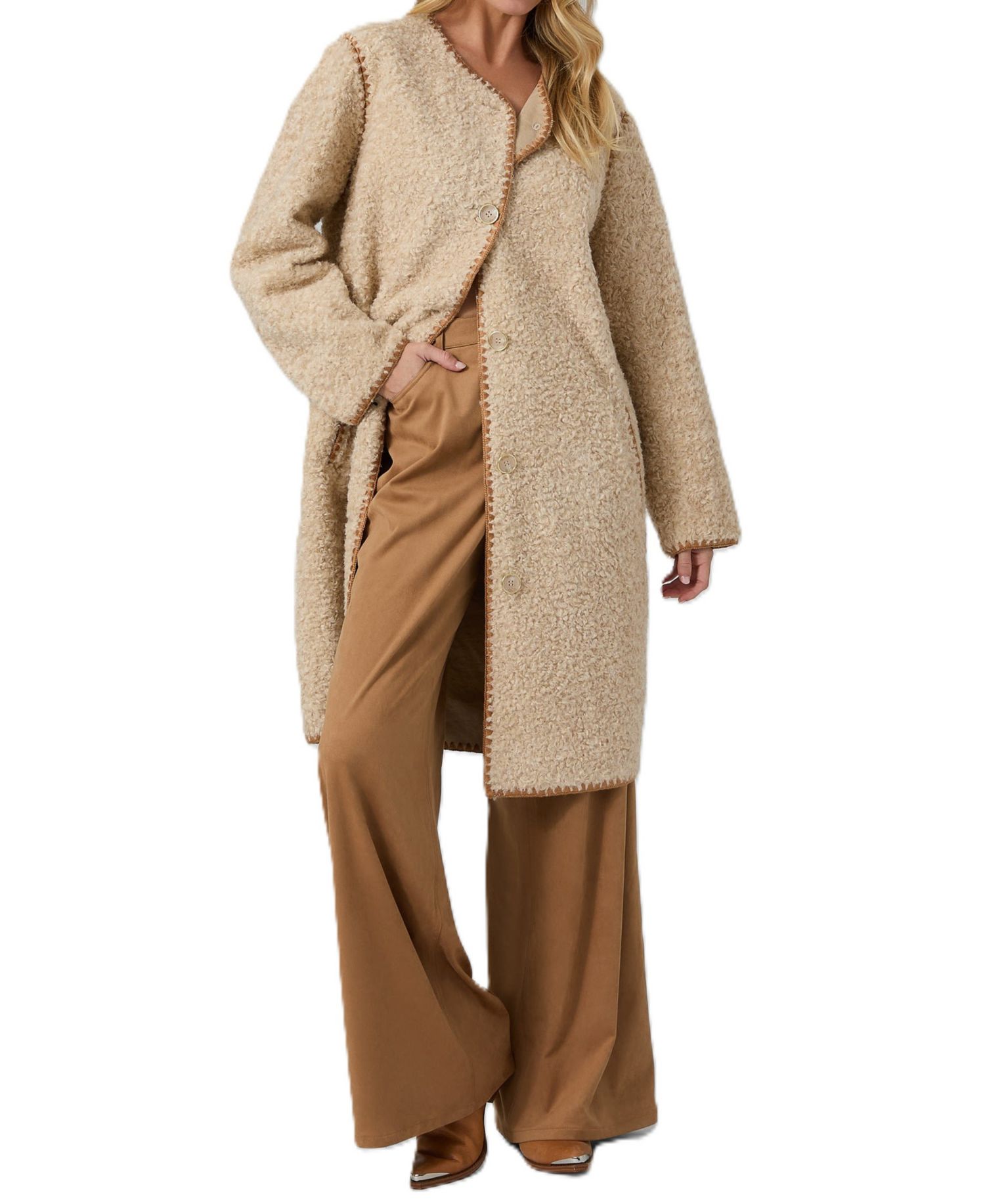 Women's Mia Faux Sherpa Mid-Length Coat