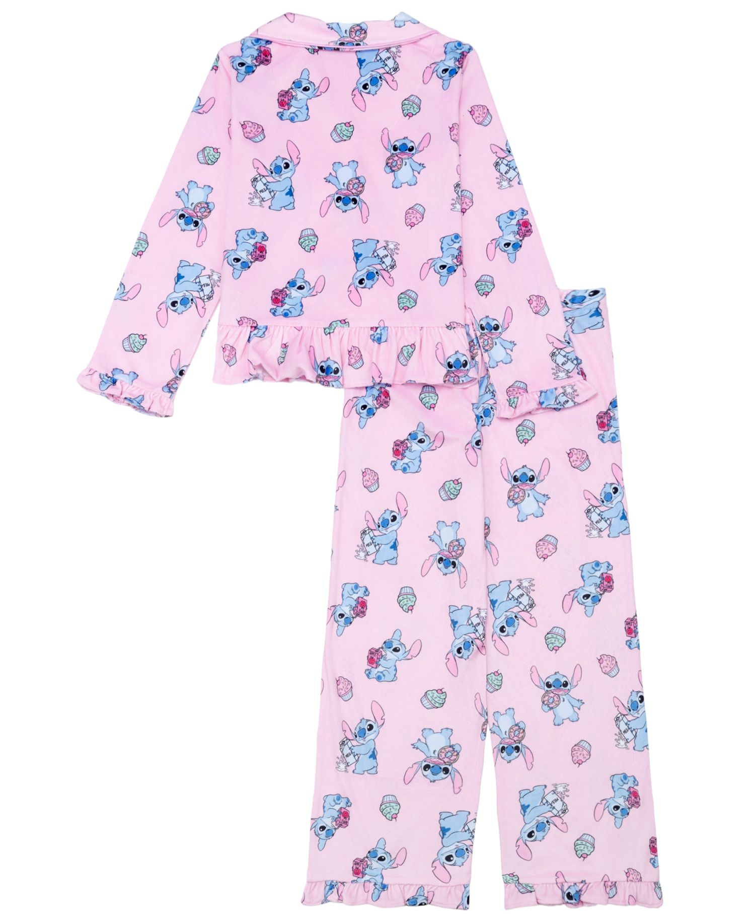 Girls' 4-16 Cupcake Stitch Button-Front Ruffle-Hem Top and Pants, 2-Piece Set