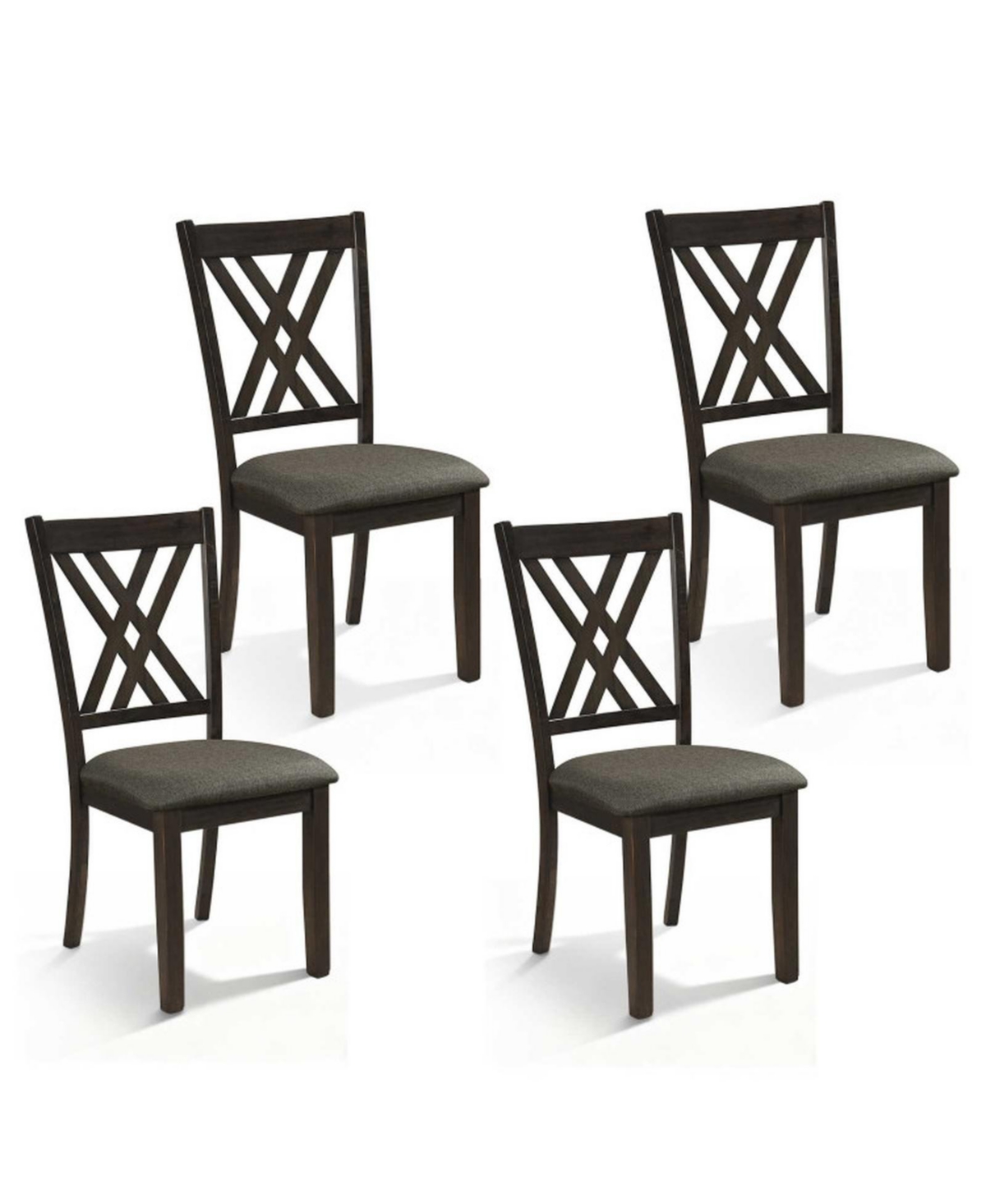 Gouun Linen Upholstered Dining Chairs Set of 4 with Rubber Wood Frame
