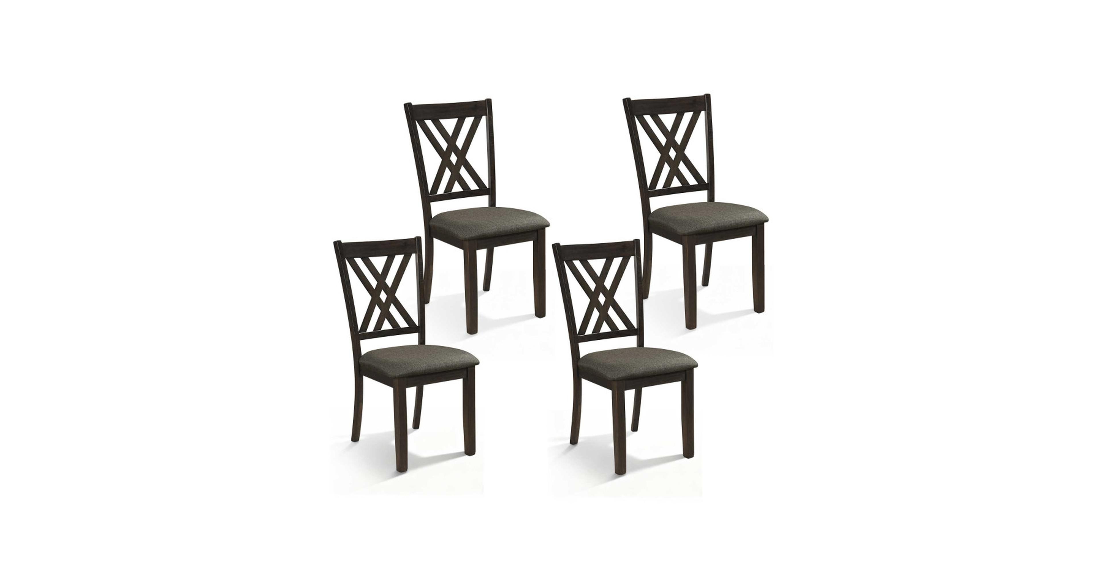 Gouun Linen Upholstered Dining Chairs Set of 4 with Rubber Wood Frame