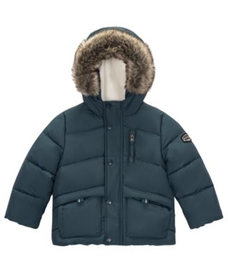 Baby Boys' Hooded Faux Fur Trim Sherpa-Lined Parka