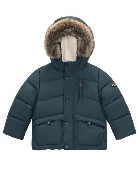 Куртка S Rothschild & CO Hooded Faux Fur Trim Sherpa-Lined Parka для мальчиков-малышей, цвет: Бирюзовый