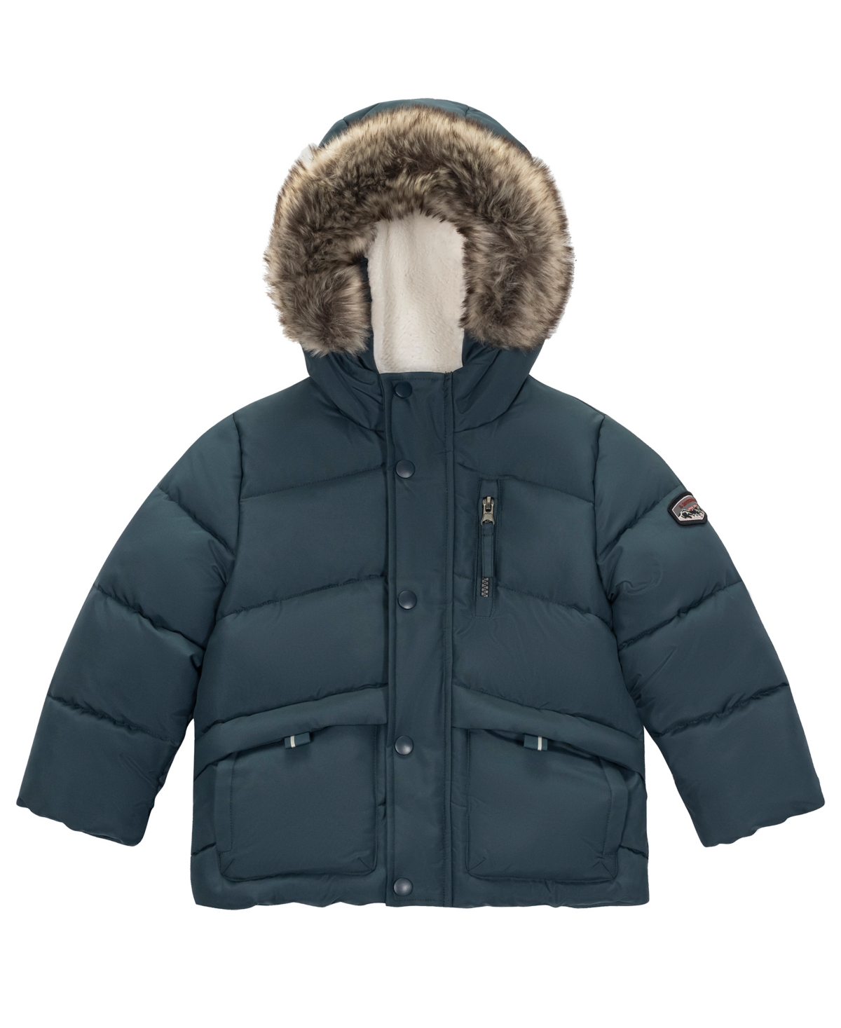 S Rothschild & Co Baby Boys' Hooded Faux Fur Trim Sherpa-Lined Parka