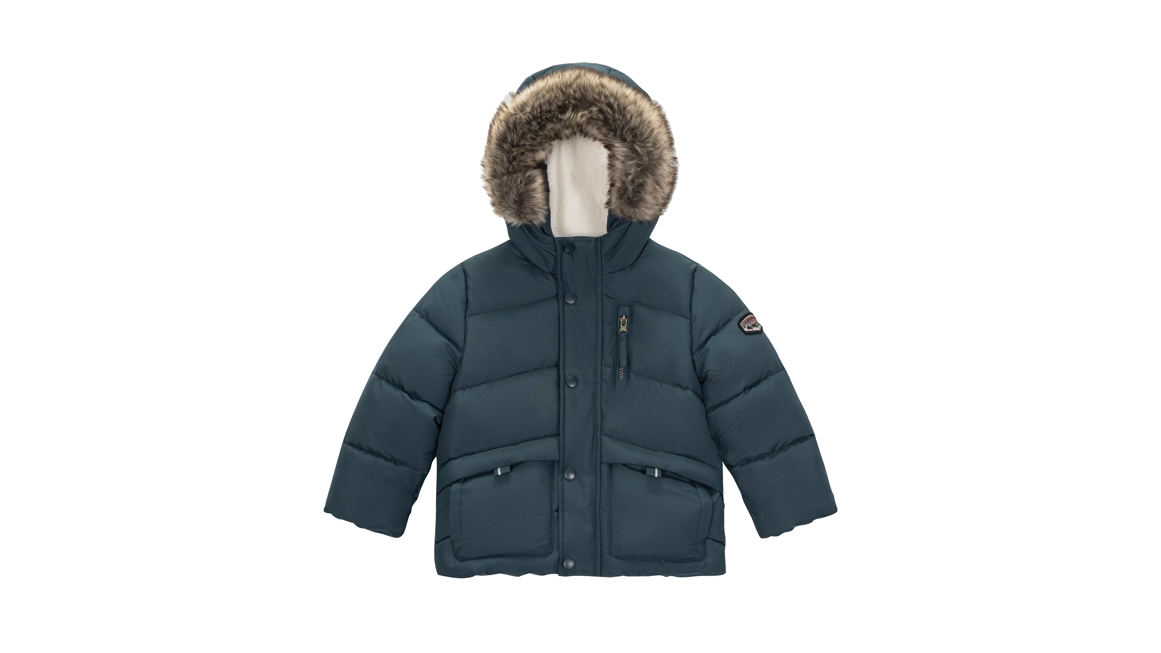 S Rothschild & Co Baby Boys' Hooded Faux Fur Trim Sherpa-Lined Parka