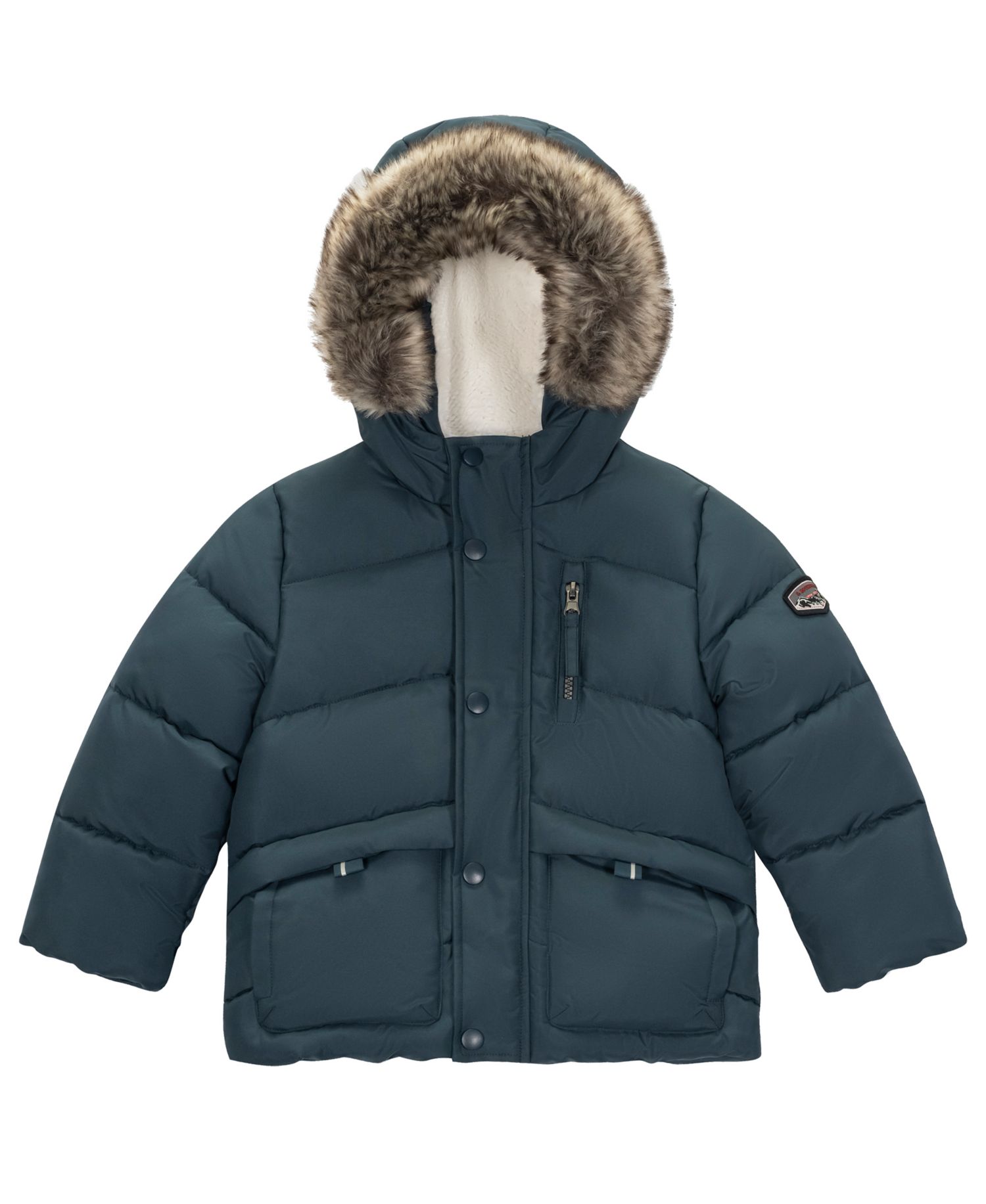 Baby Boys' Hooded Faux Fur Trim Sherpa-Lined Parka