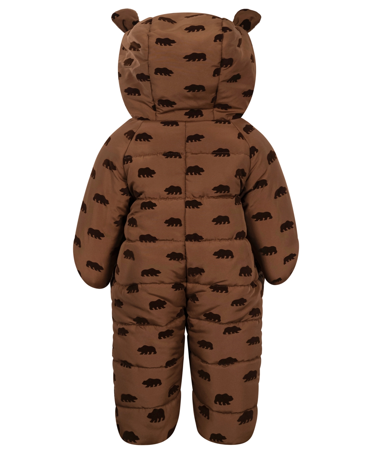 S Rothschild & Co Baby Boys' Flocked Bear-Print Fleece-Lined Hood Easy-On/Easy-Off Snowsuit