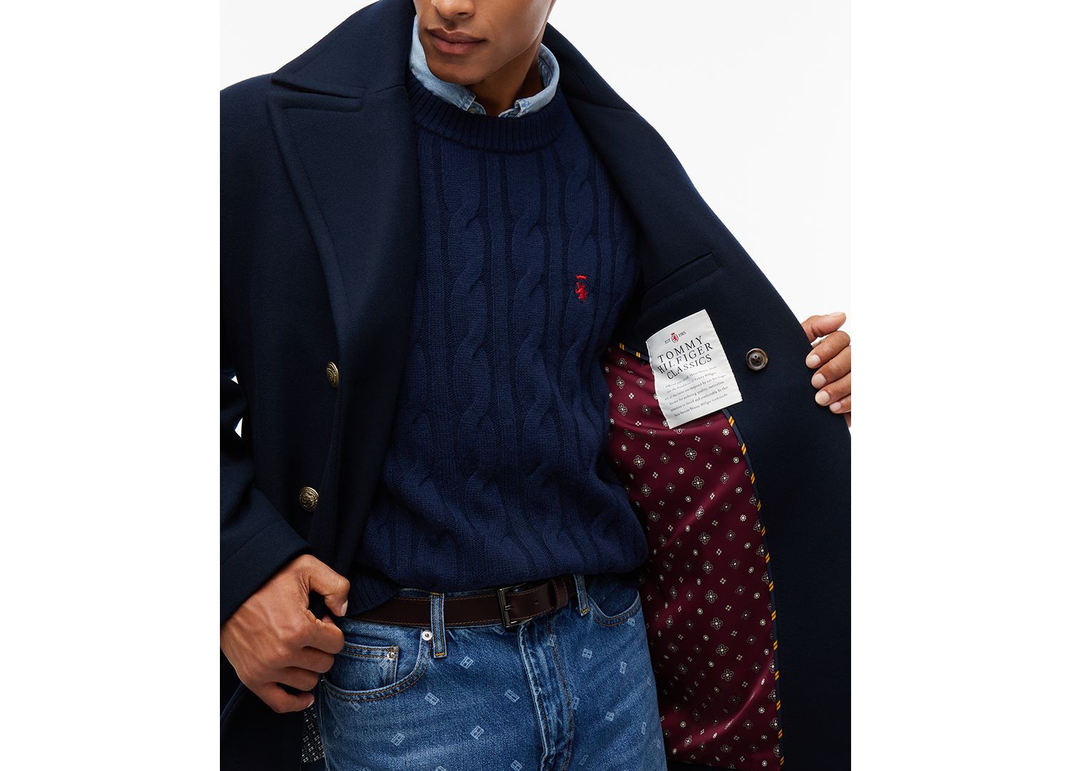 Men's American Icons Classic Patchwork-Lined Wool Peacoat