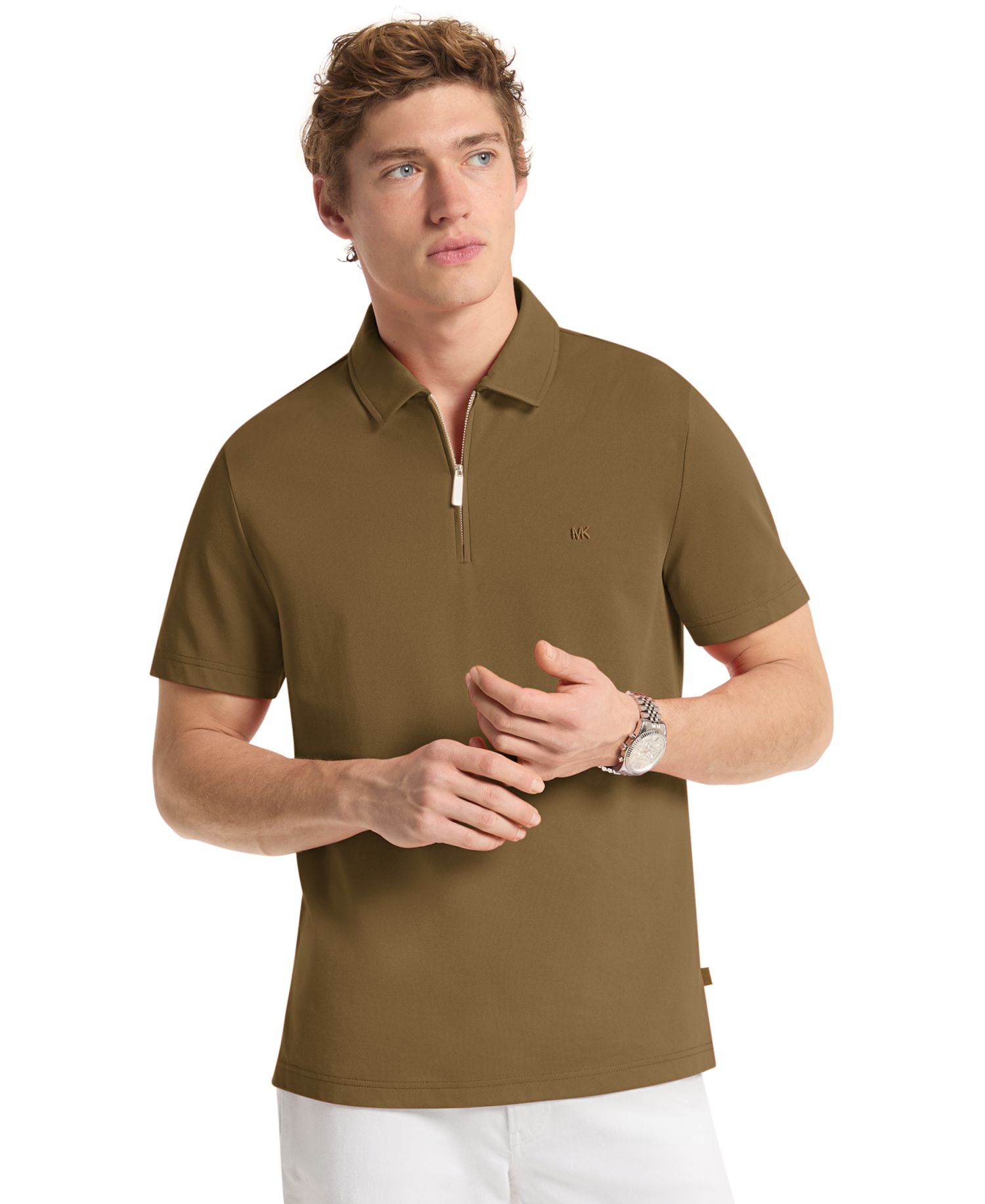 Men's Sleek Regular-Fit Quarter-Zip Polo Shirt