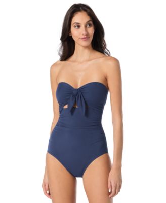Women's Tie Front Bandeau Cutout One-Piece Swimsuit