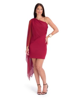 Women's One-Shoulder Mesh Mini Dress