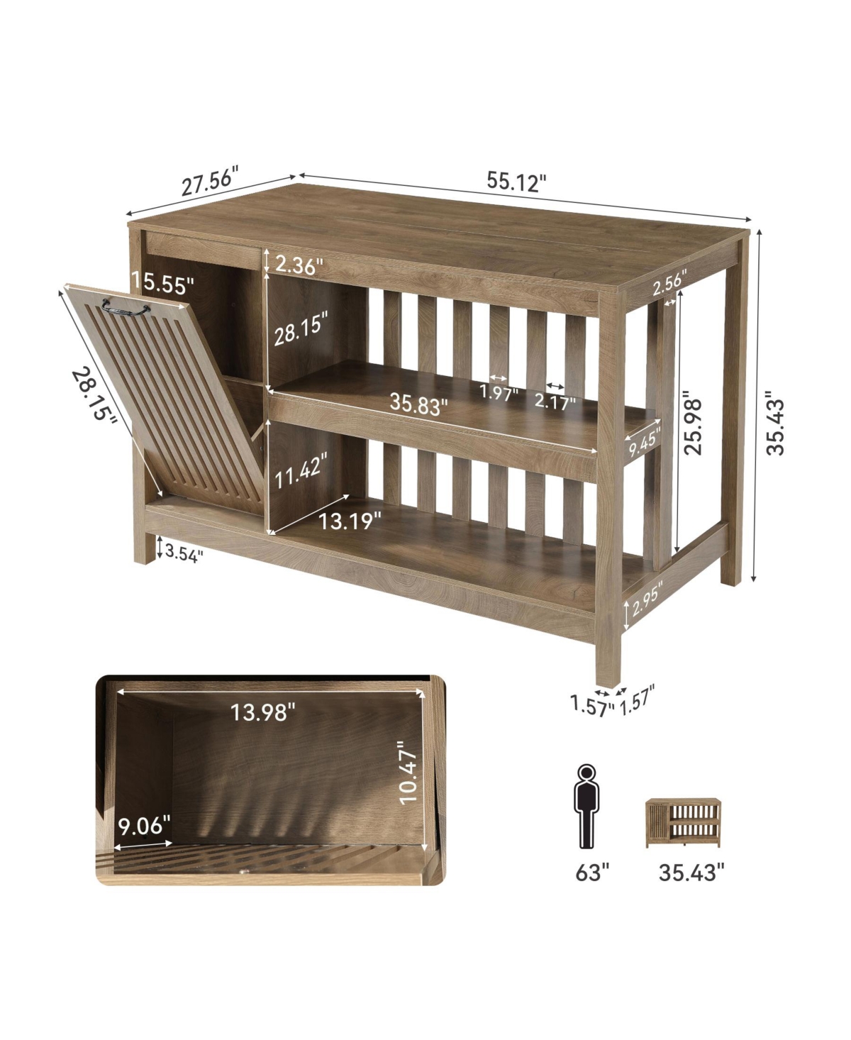 Tribesigns Kitchen Island with Storage, Counter Height Kitchen Island Table