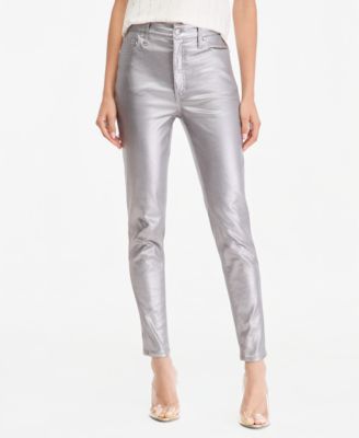 Women's High-Rise Metallic-Coated Skinny Jeans