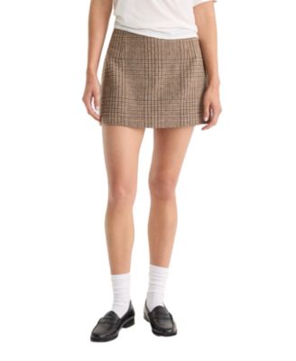 Women's Plaid A-Line Wool-Blend Mini Skirt