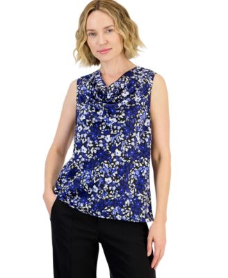 Women's Cowl Neck Satin Floral Blouse