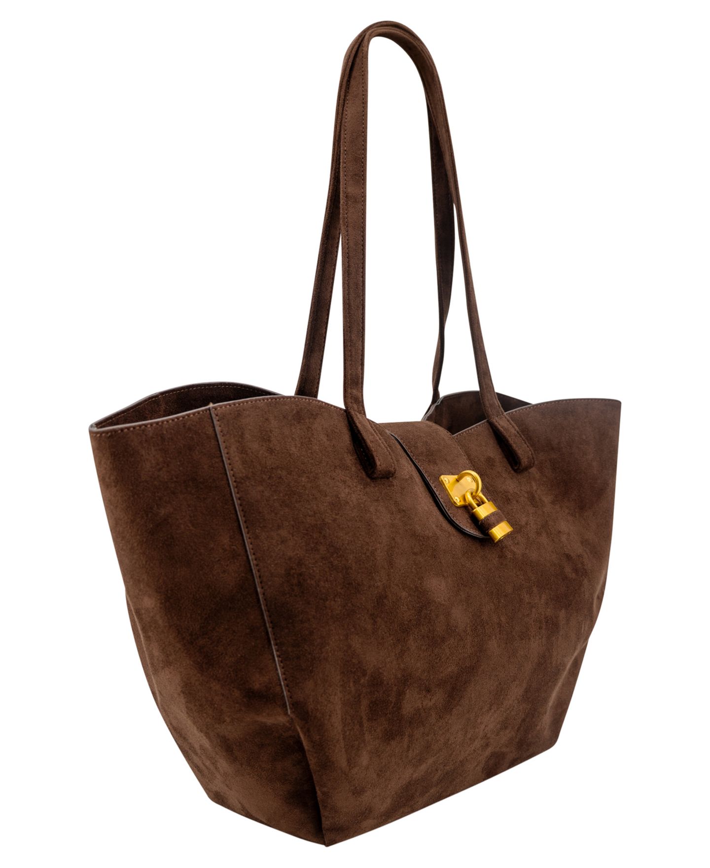 Женская сумка LIKE DREAMS Harper Lock Suede Extra-Large Tote Handbag, цвет: Тёмный коричневый — фото 3