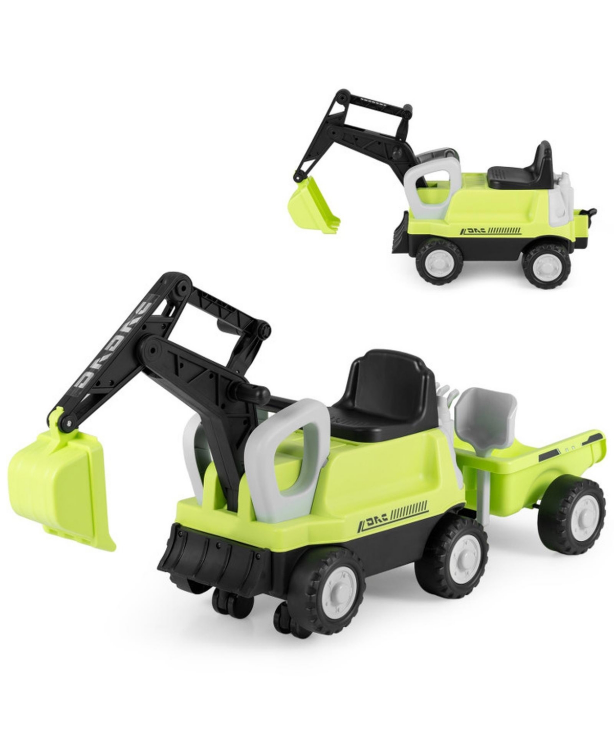 Sugift 2-in-1 Working Digging Arm Ride-On Tractor, 50"L x 13"W x 23"H, 55 Lb. Capacity, Ages 3+